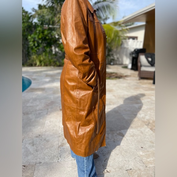 Vintage Light Brown, Tan, Wilson’s Leather Maxima Trench Coat with Belt size L - Picture 13 of 14
